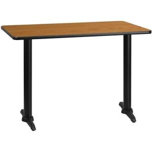 Flash Furniture Stiles 30” x 42” Rectangular Black Laminate Table Top with 5” x 22” Table Height Bases(Natural)