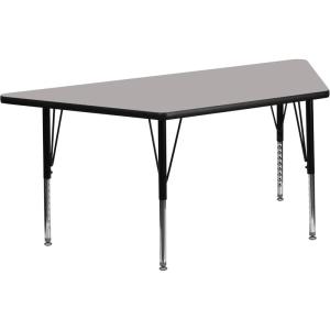 Flash Furniture Wren 22.5”W x 45”L Trapezoid Yellow HP Laminate Activity Table – Height Adjustable Short Legs(Grey)
