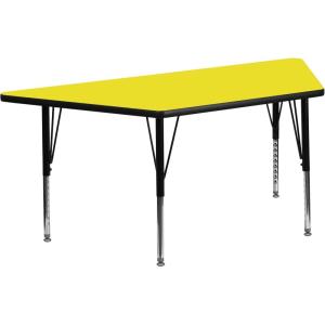 Flash Furniture Wren 22.5”W x 45”L Trapezoid Yellow HP Laminate Activity Table – Height Adjustable Short Legs(Yellow)
