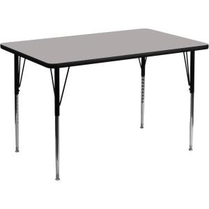 Flash Furniture Wren 30″W x 48″L Rectangular Grey HP Laminate Activity Table – Standard Height Adjustable Legs