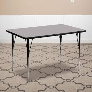 Flash Furniture Wren 30”W x 72”L Rectangular Grey Thermal Laminate Activity Table – Standard Height Adjustable Legs(Grey)
