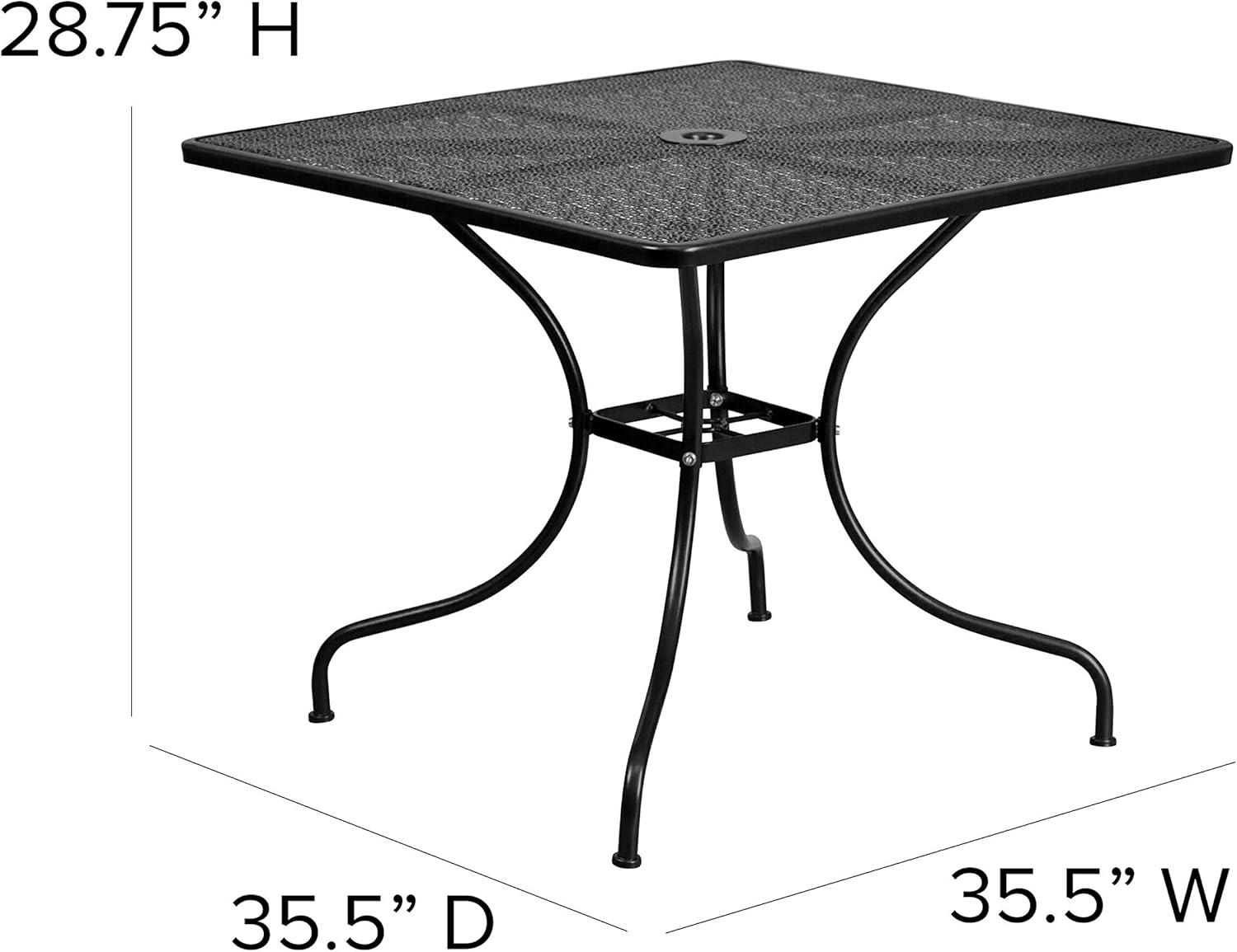 image:imageFlash Furniture 5 Pack Black Patio Arm Chair and 355 Black Patio Table with Umbrella Hole