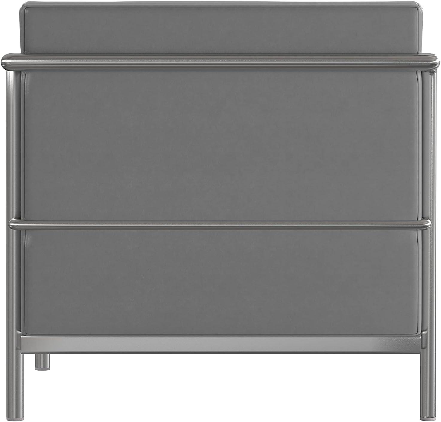 image:imageFlash Furniture HERCULES Regal Series Contemporary Cognac LeatherSoft Loveseat with Encasing FrameGrey