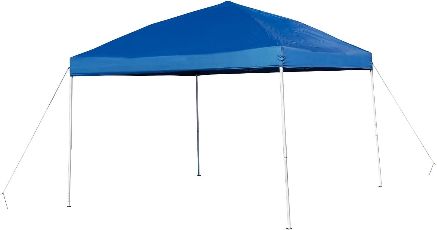 image:imageFlash Furniture Harris 10x10 White Pop Up Event Canopy Tent with Carry Bag and Folding Bench Set Portable Tailgate Camping Event SetBlue