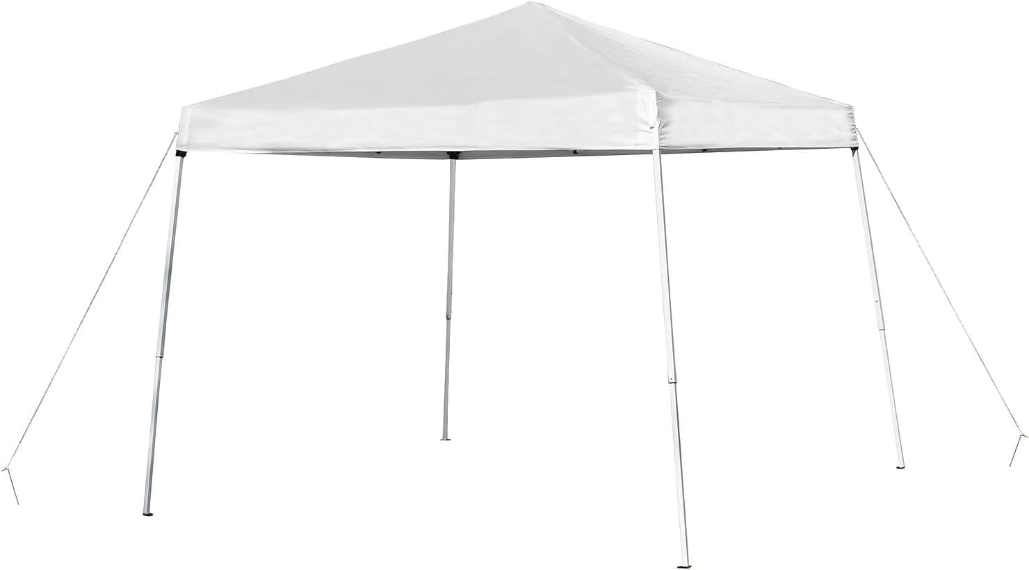 image:imageFlash Furniture Harris 10x10 White Pop Up Event Canopy Tent with Carry Bag and Folding Bench Set Portable Tailgate Camping Event SetWhite
