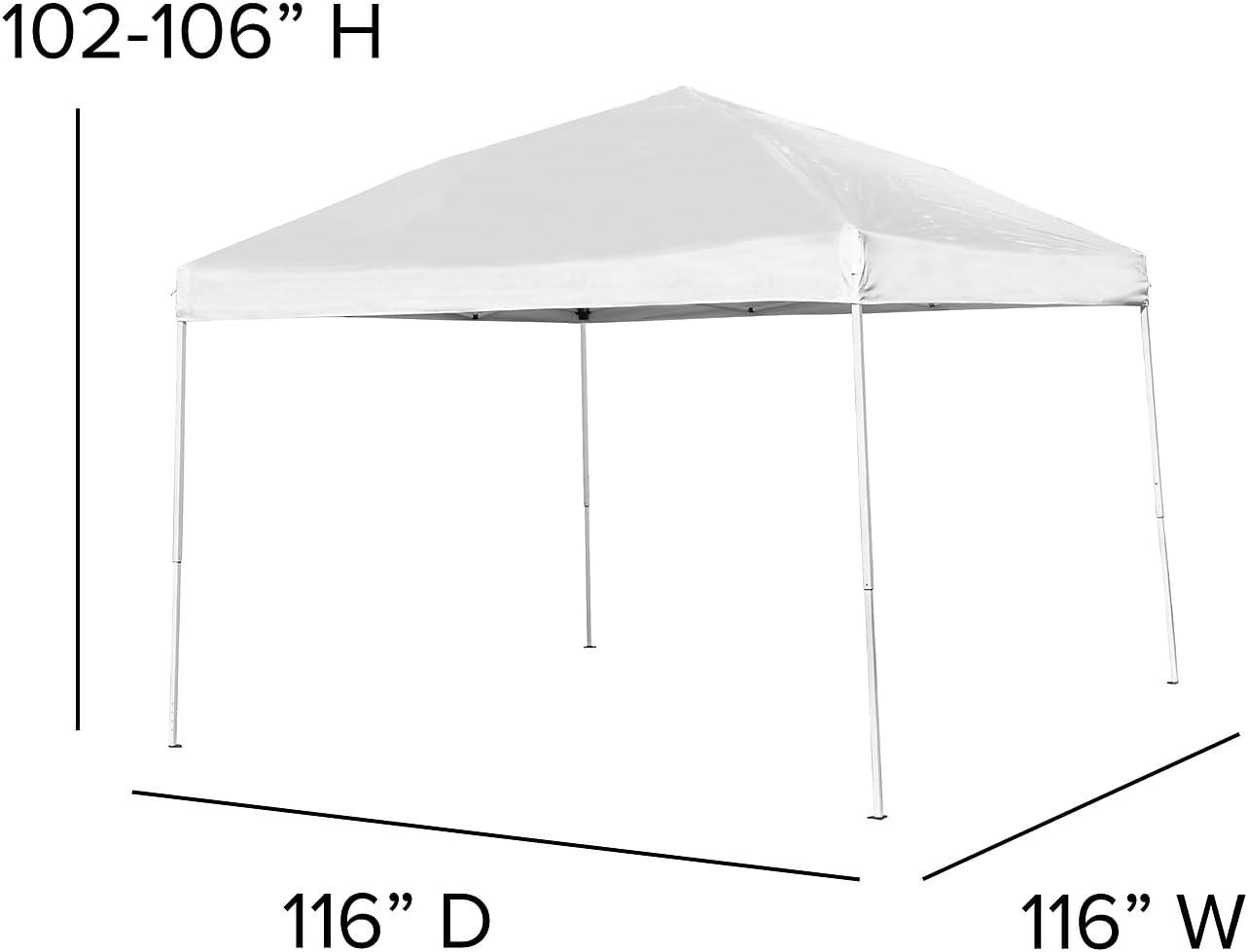 image:imageFlash Furniture Harris 10x10 White Pop Up Event Canopy Tent with Carry Bag and Folding Bench Set Portable Tailgate Camping Event SetWhite