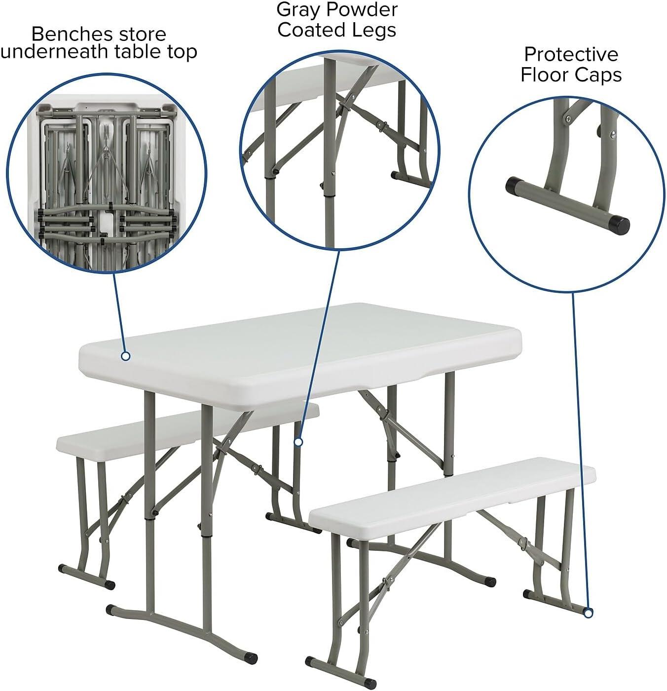 image:imageFlash Furniture Harris 10x10 White Pop Up Event Canopy Tent with Carry Bag and Folding Bench Set Portable Tailgate Camping Event SetWhite