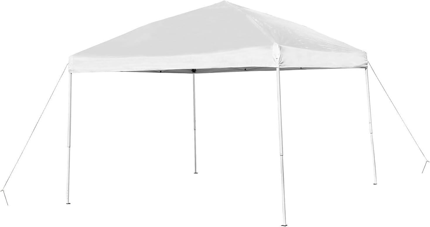 image:imageFlash Furniture Harris 10x10 White Pop Up Event Canopy Tent with Carry Bag and Folding Bench Set Portable Tailgate Camping Event SetWhite