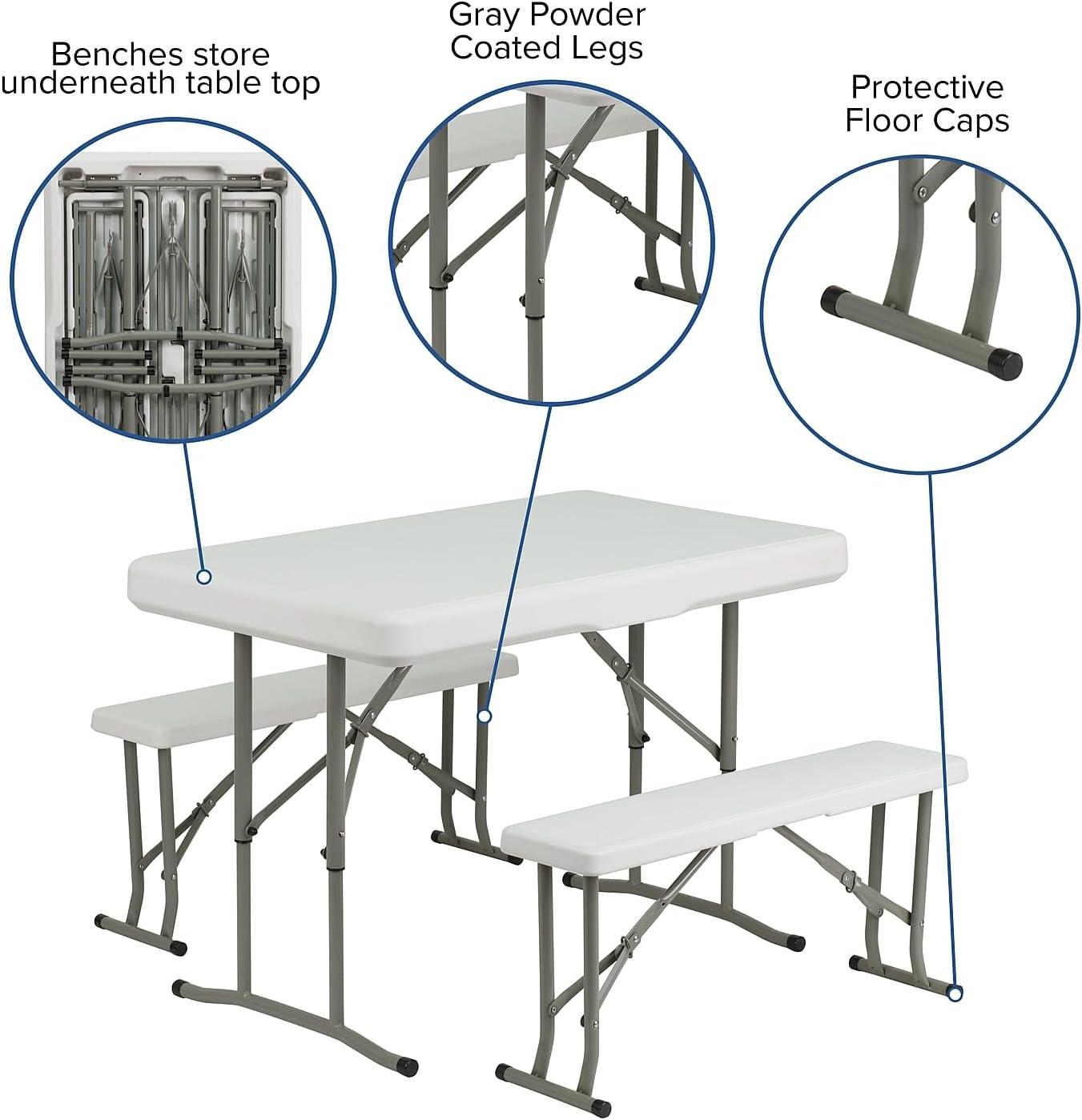 image:imageFlash Furniture Harris 10x10 White Pop Up Event Canopy Tent with Carry Bag and Folding Bench Set Portable Tailgate Camping Event SetWhite
