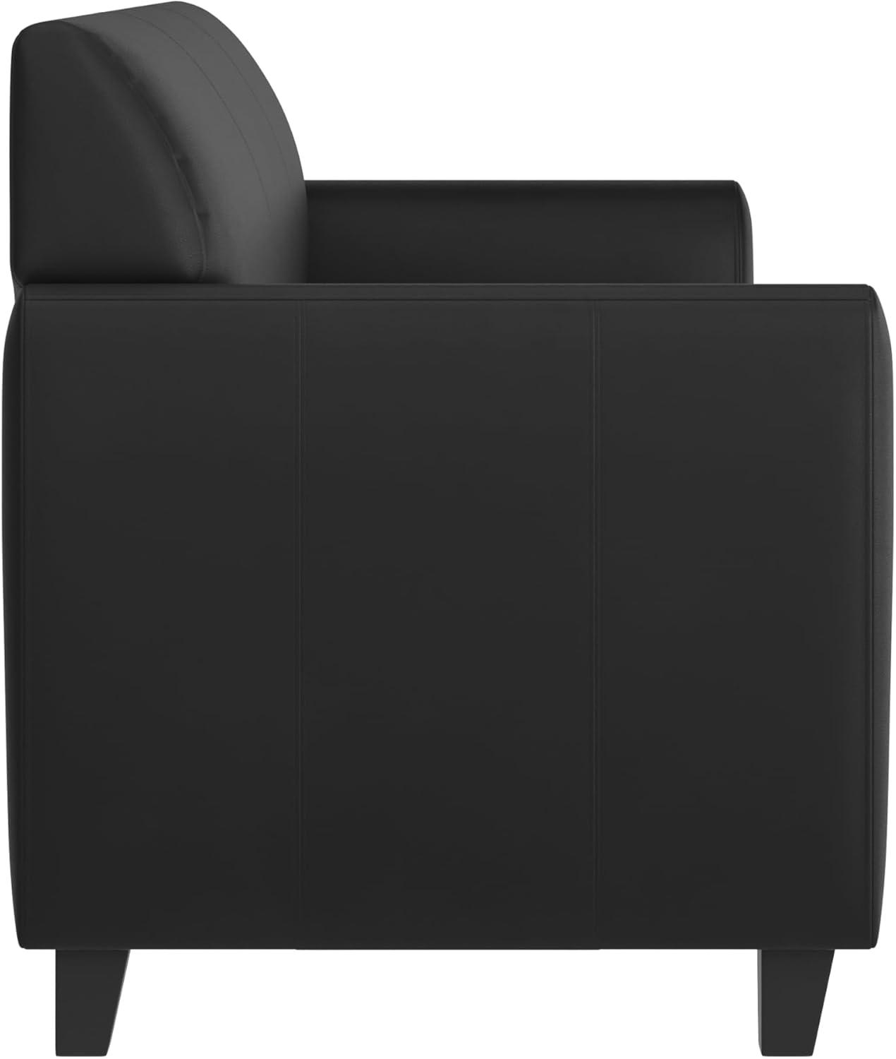 image:imageFlash Furniture Hercules Diplomat Side Reception Sofa with Chrome Legs Lobby Chair with Cushions and Flared Arms Brown LeatherSoftBlack