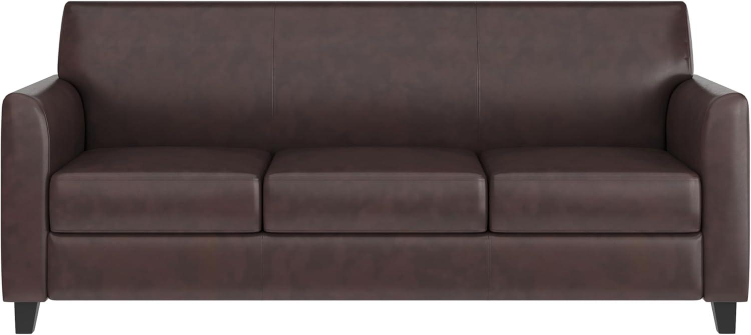 image:imageFlash Furniture Hercules Diplomat Side Reception Sofa with Chrome Legs Lobby Chair with Cushions and Flared Arms Brown LeatherSoftBrown