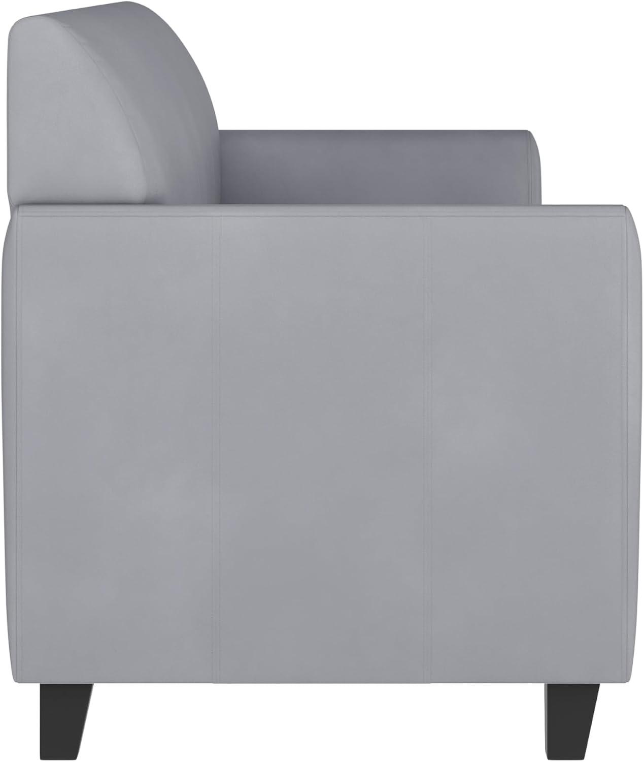 image:imageFlash Furniture Hercules Diplomat Side Reception Sofa with Chrome Legs Lobby Chair with Cushions and Flared Arms Brown LeatherSoftGrey