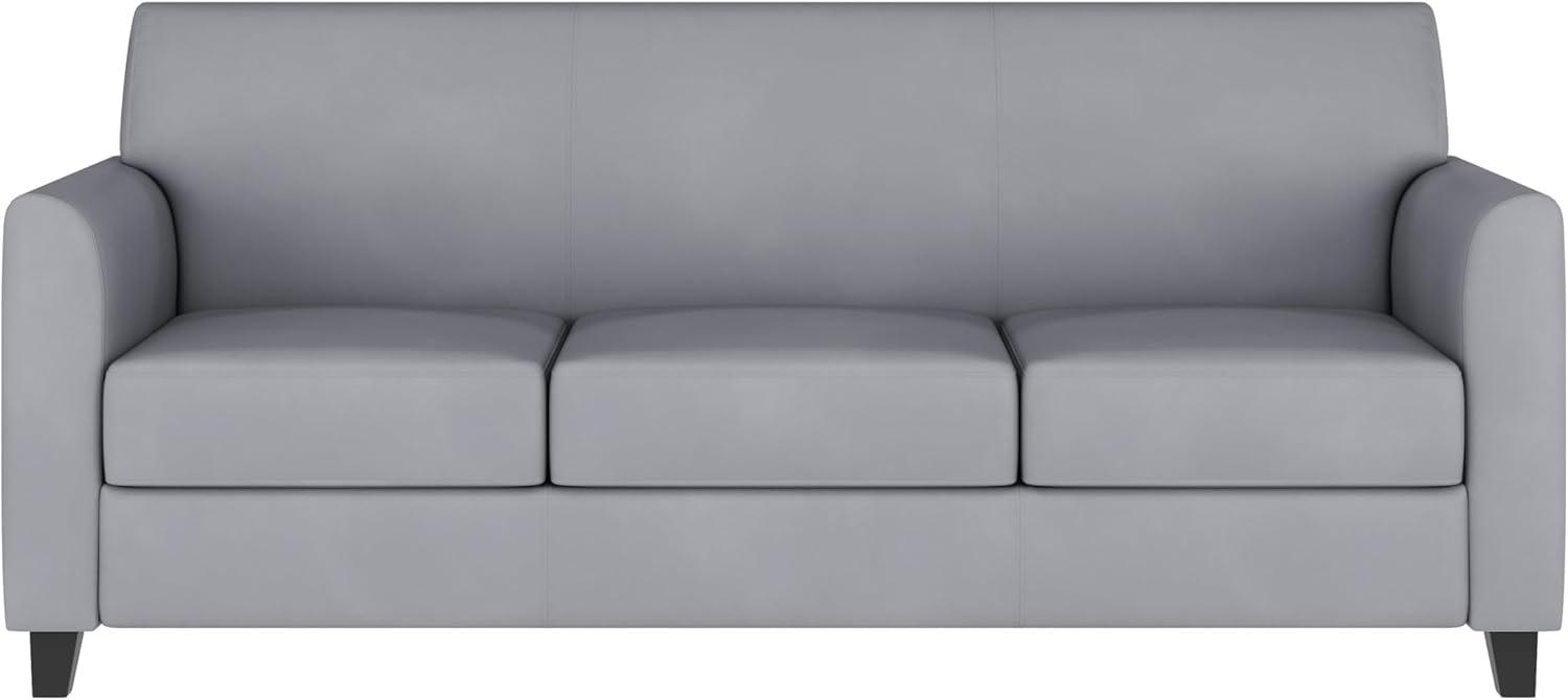 image:imageFlash Furniture Hercules Diplomat Side Reception Sofa with Chrome Legs Lobby Chair with Cushions and Flared Arms Brown LeatherSoftGrey