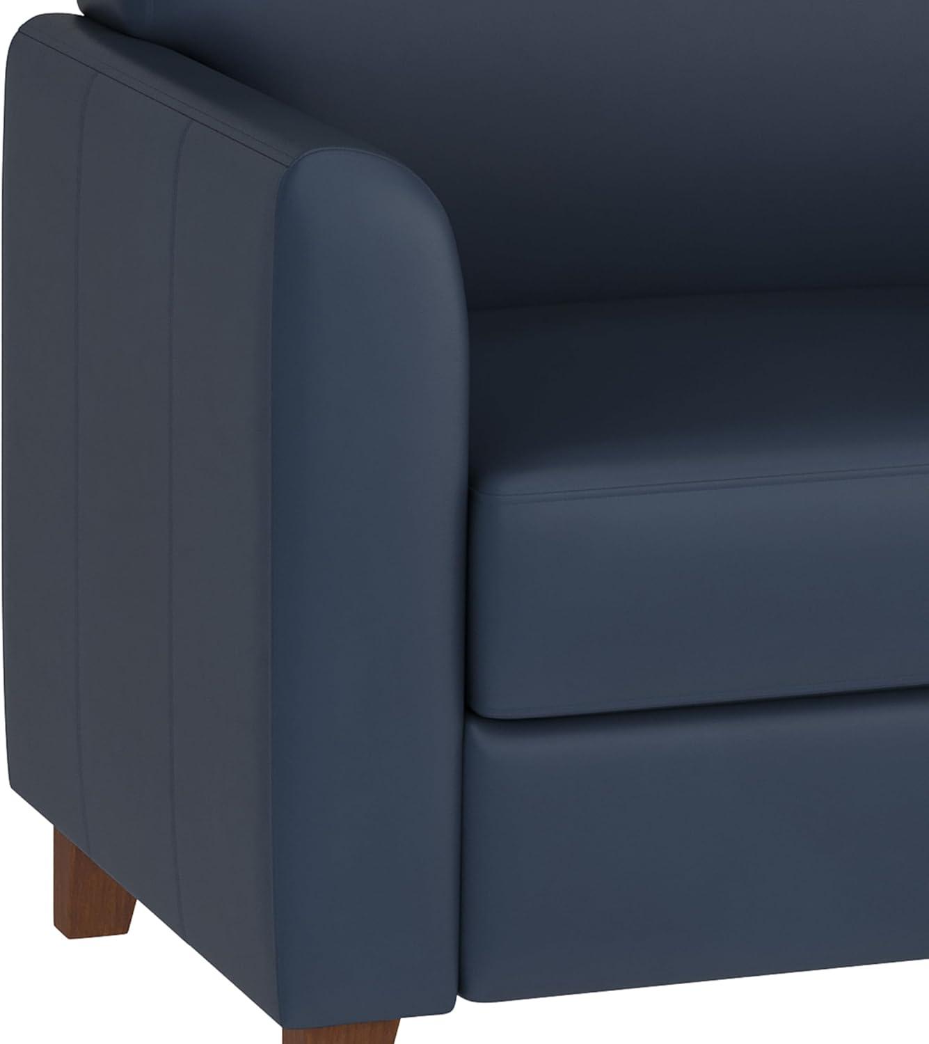 image:imageFlash Furniture Hercules Diplomat Side Reception Sofa with Chrome Legs Lobby Chair with Cushions and Flared Arms Brown LeatherSoftNavy
