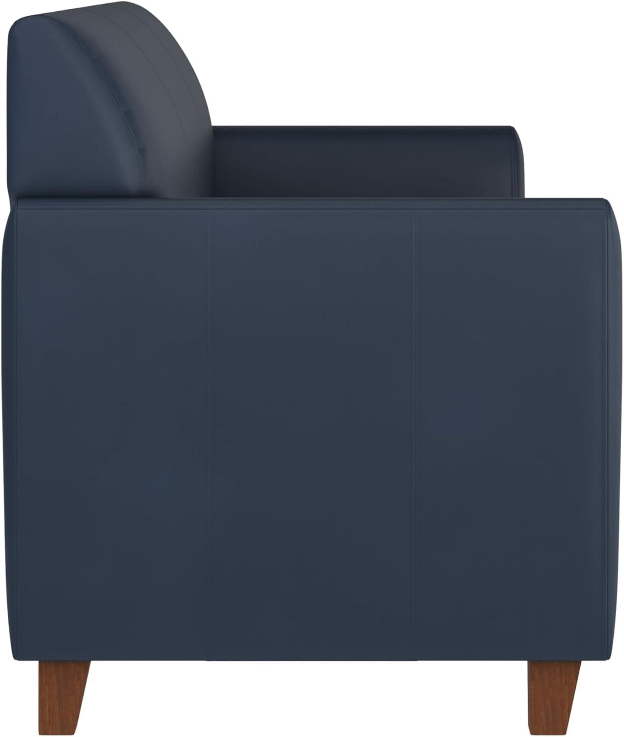 image:imageFlash Furniture Hercules Diplomat Side Reception Sofa with Chrome Legs Lobby Chair with Cushions and Flared Arms Brown LeatherSoftNavy