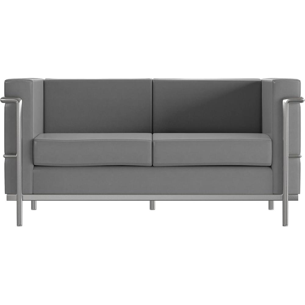 image:imageFlash Furniture HERCULES Regal Series Contemporary Cognac LeatherSoft Loveseat with Encasing FrameGrey