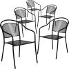 Flash Furniture 5 Pack Black Patio Arm Chair and 35.5″ Black Patio Table with Umbrella Hole