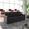 Flash Furniture Agent Reception Sofa with Left and Right Side Charging Stations, Dual AC and USB Ports Plus USB-C Port, Lobby Sofa with Hardwood Frame, Chrome Legs, Black LeatherSoft(Black/Chrome Legs)