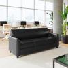 Flash Furniture Agent Reception Sofa with Left and Right Side Charging Stations, Dual AC and USB Ports Plus USB-C Port, Lobby Sofa with Hardwood Frame, Chrome Legs, Black LeatherSoft(Black)
