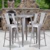 Flash Furniture Commercial Grade 24″ Round Silver Metal Indoor-Outdoor Bar Table Set with 4 Cafe Stools(Silver)
