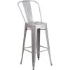 Flash Furniture Commercial Grade 24″ Round Silver Metal Indoor-Outdoor Bar Table Set with 4 Cafe Stools(Silver)