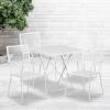 Flash Furniture Commercial Grade 28″ Square White Indoor-Outdoor Steel Folding Patio Table Set with 4 Square Back Chairs(White)