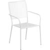 Flash Furniture Commercial Grade 28″ Square White Indoor-Outdoor Steel Folding Patio Table Set with 4 Square Back Chairs(White)