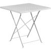 Flash Furniture Commercial Grade 28″ Square White Indoor-Outdoor Steel Folding Patio Table Set with 4 Square Back Chairs(White)