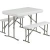 Flash Furniture Harris 10’x10′ White Pop Up Event Canopy Tent with Carry Bag and Folding Bench Set – Portable Tailgate, Camping, Event Set(Blue)