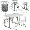 Flash Furniture Harris 10’x10′ White Pop Up Event Canopy Tent with Carry Bag and Folding Bench Set – Portable Tailgate, Camping, Event Set(White)