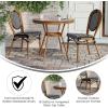 Flash Furniture Lourdes Indoor/Outdoor Commercial Bistro Set – Tempered Glass Top Table – 2 Chairs – PE Rattan – NAT Bamboo Print Aluminum Frame – Black/White