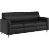 Flash Furniture Agent Reception Sofa with Left and Right Side Charging Stations, Dual AC and USB Ports Plus USB-C Port, Lobby Sofa with Hardwood Frame, Chrome Legs, Black LeatherSoft(Black/Chrome Legs)