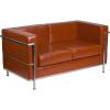 Flash Furniture HERCULES Regal Series Contemporary Cognac LeatherSoft Loveseat with Encasing Frame(Cognac)