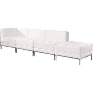 Flash Furniture HERCULES Imagination Series Black LeatherSoft 4 Piece Chair & Ottoman Set(White)