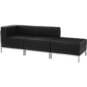 Flash Furniture HERCULES Imagination Series White LeatherSoft 3 Piece Chair & Ottoman Set(Black)