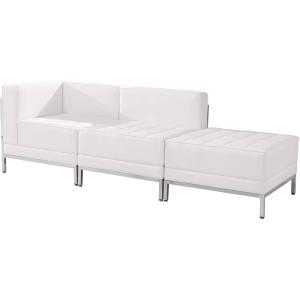 Flash Furniture HERCULES Imagination Series White LeatherSoft 3 Piece Chair & Ottoman Set(Melrose White)