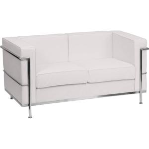 Flash Furniture HERCULES Regal Series Contemporary Cognac LeatherSoft Loveseat with Encasing Frame(Melrose White)