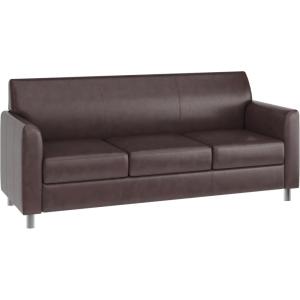 Flash Furniture Hercules Diplomat Side Reception Sofa with Chrome Legs, Lobby Chair with Cushions and Flared Arms, Brown LeatherSoft(Brown/Chrome Legs)