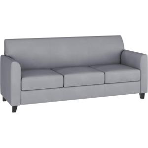 Flash Furniture Hercules Diplomat Side Reception Sofa with Chrome Legs, Lobby Chair with Cushions and Flared Arms, Brown LeatherSoft(Grey)