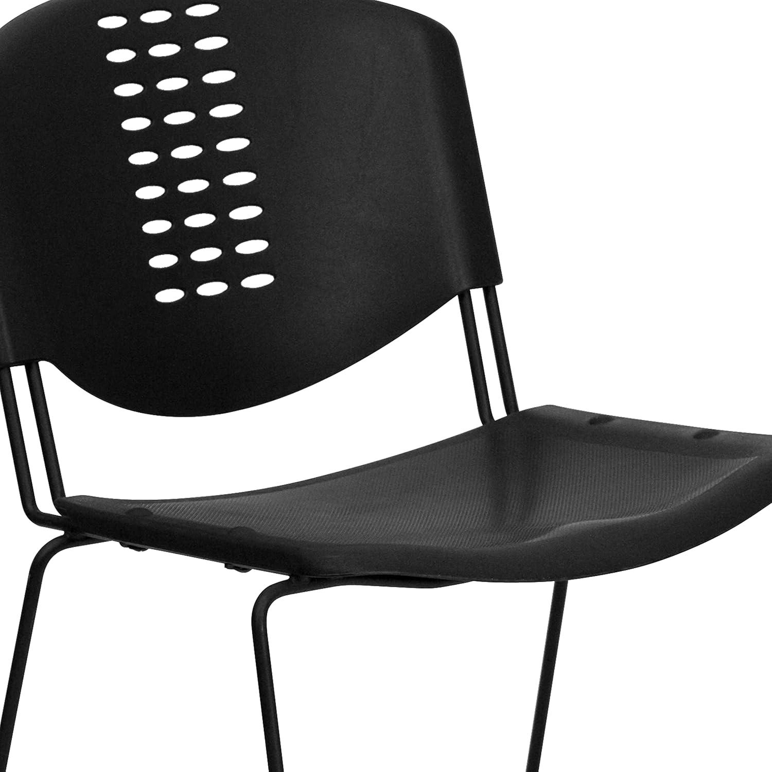 image:imageFlash Furniture 5 Pack HERCULES Series 400 lb Capacity Black Plastic Stack Chair with Black FrameSet of 5