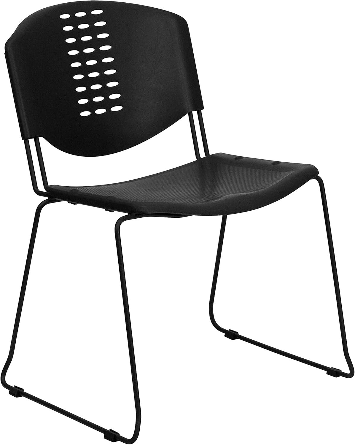 image:imageFlash Furniture 5 Pack HERCULES Series 400 lb Capacity Black Plastic Stack Chair with Black FrameSet of 5
