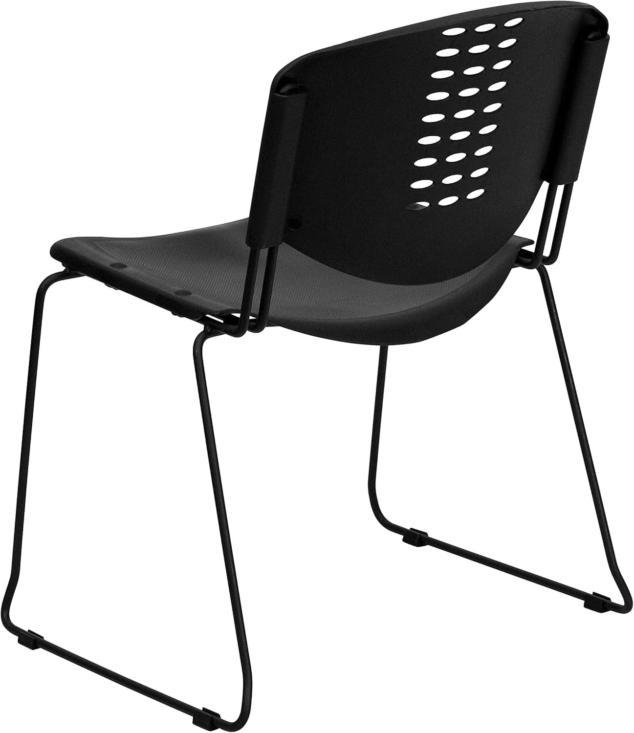 image:imageFlash Furniture 5 Pack HERCULES Series 400 lb Capacity Black Plastic Stack Chair with Black FrameSet of 5