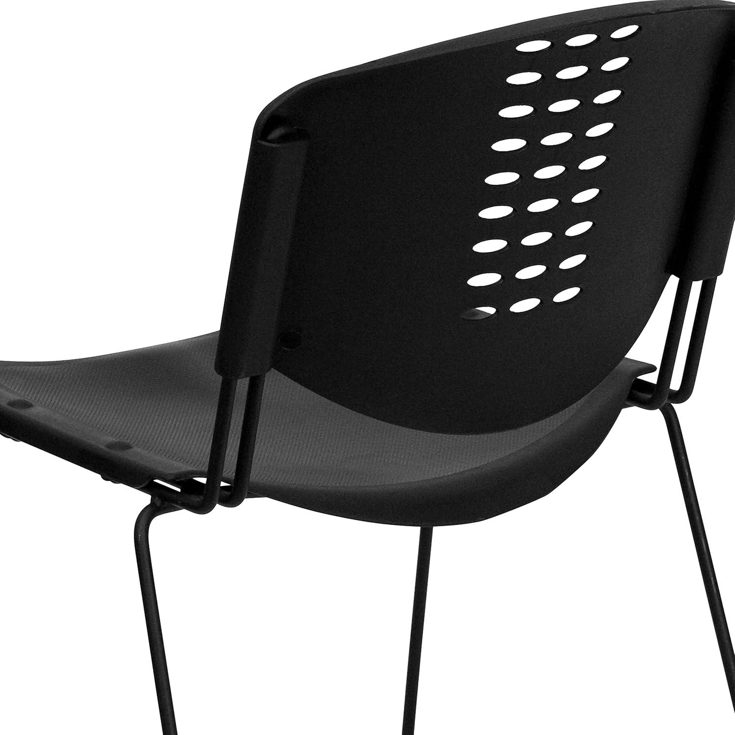 image:imageFlash Furniture 5 Pack HERCULES Series 400 lb Capacity Black Plastic Stack Chair with Black FrameSet of 5