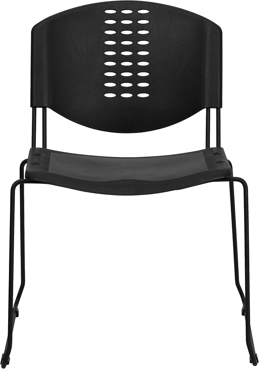 image:imageFlash Furniture 5 Pack HERCULES Series 400 lb Capacity Black Plastic Stack Chair with Black FrameSet of 5