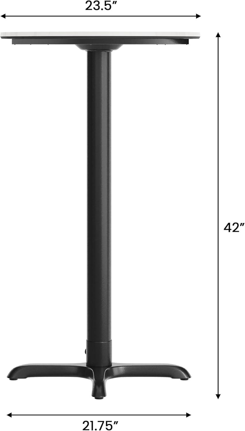 image:imageFlash Furniture Acadia 24 Round Indoor White Faux Marble Tabletop with 22 x 22 Black Bar Height X Base Seamless TopGuard HPL Top and EdgeWhite Faux MarbleBlack Base