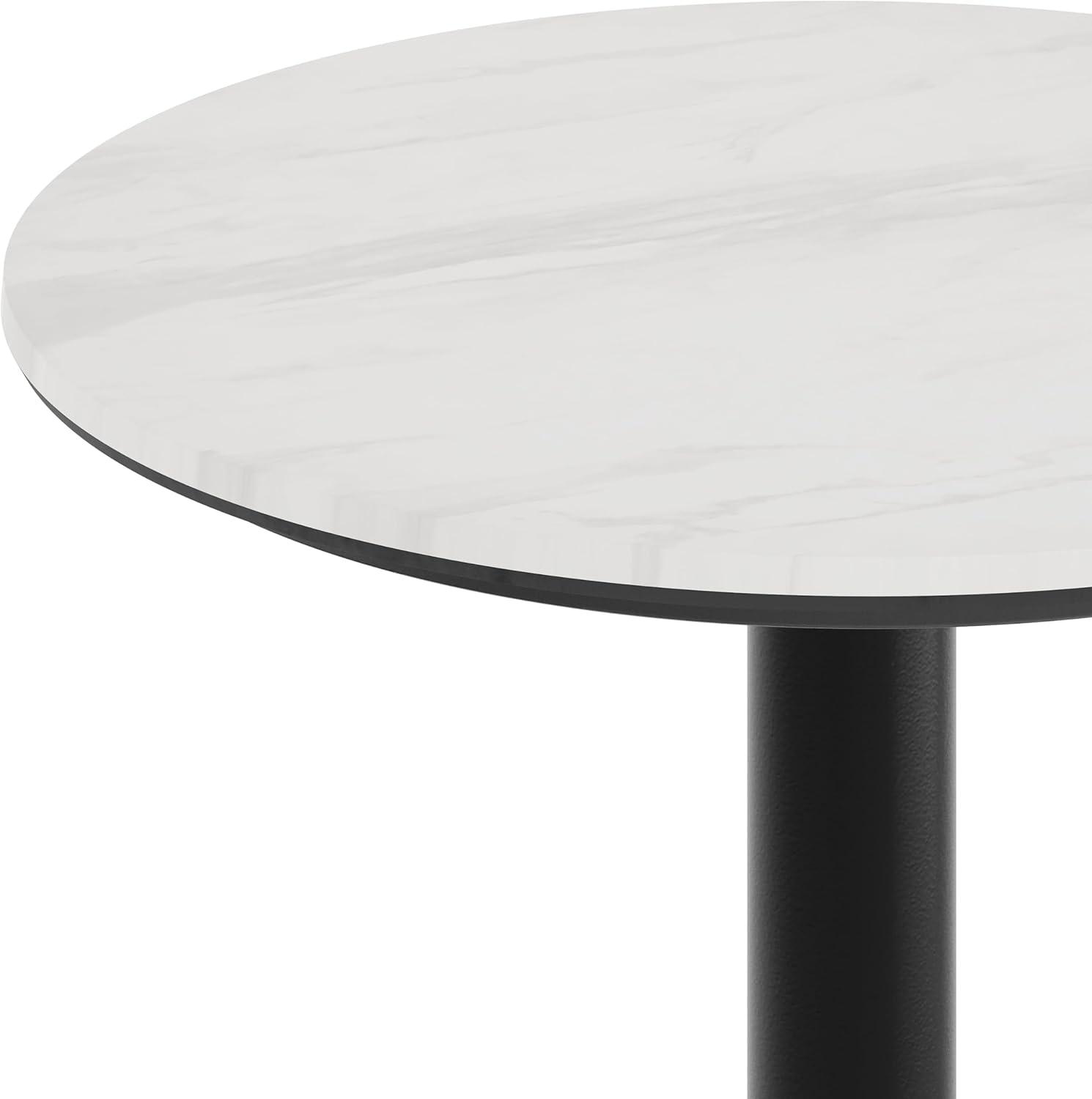 image:imageFlash Furniture Acadia 24 Round Indoor White Faux Marble Tabletop with 22 x 22 Black Bar Height X Base Seamless TopGuard HPL Top and EdgeWhite Faux MarbleBlack Base
