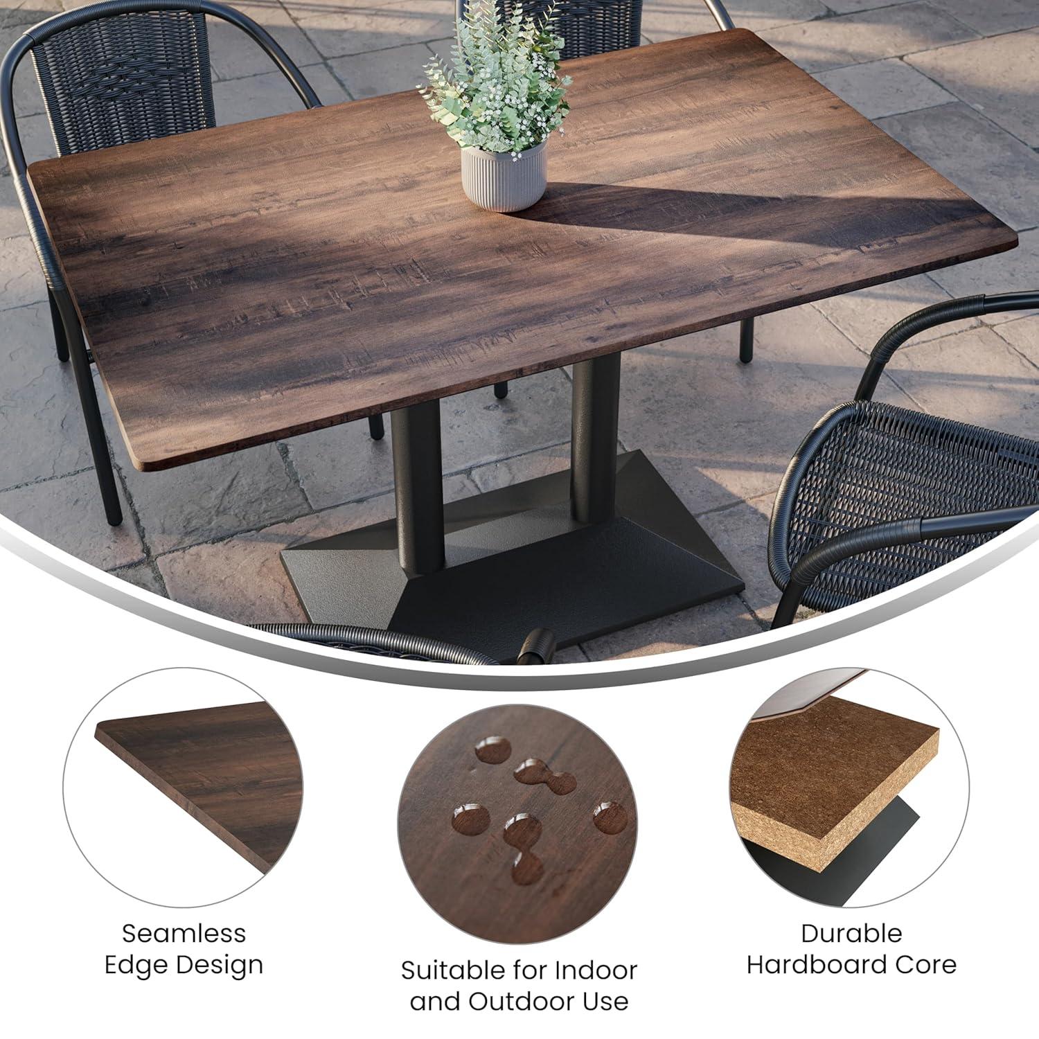 image:imageFlash Furniture Acadia 24 x 30 Dark Brown Tabletop TopGuard HPL Seamless Edge Scratch amp Stain Resistant AllWeather Durability Commercial GradeDark Brown