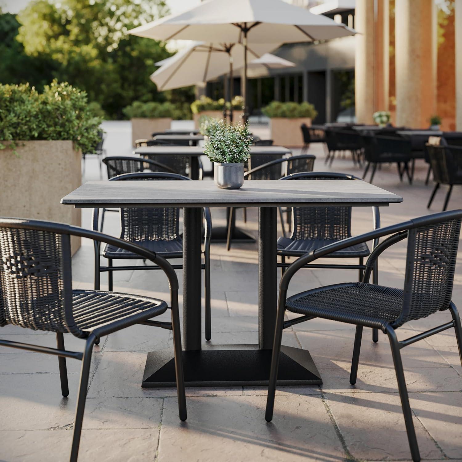 image:imageFlash Furniture Acadia 24 x 30 Dark Brown Tabletop TopGuard HPL Seamless Edge Scratch amp Stain Resistant AllWeather Durability Commercial GradeGray Faux Concrete