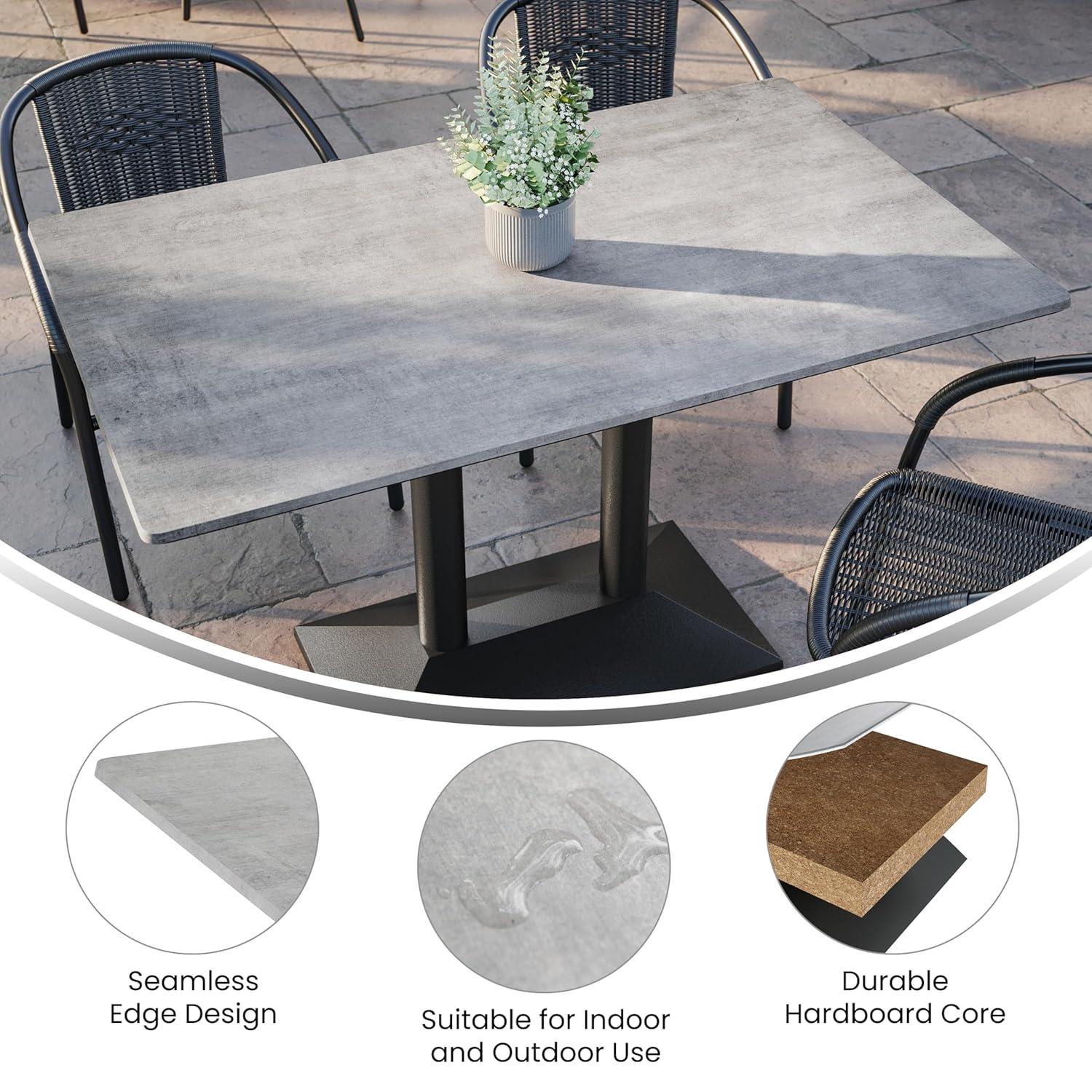 image:imageFlash Furniture Acadia 24 x 30 Dark Brown Tabletop TopGuard HPL Seamless Edge Scratch amp Stain Resistant AllWeather Durability Commercial GradeGray Faux Concrete
