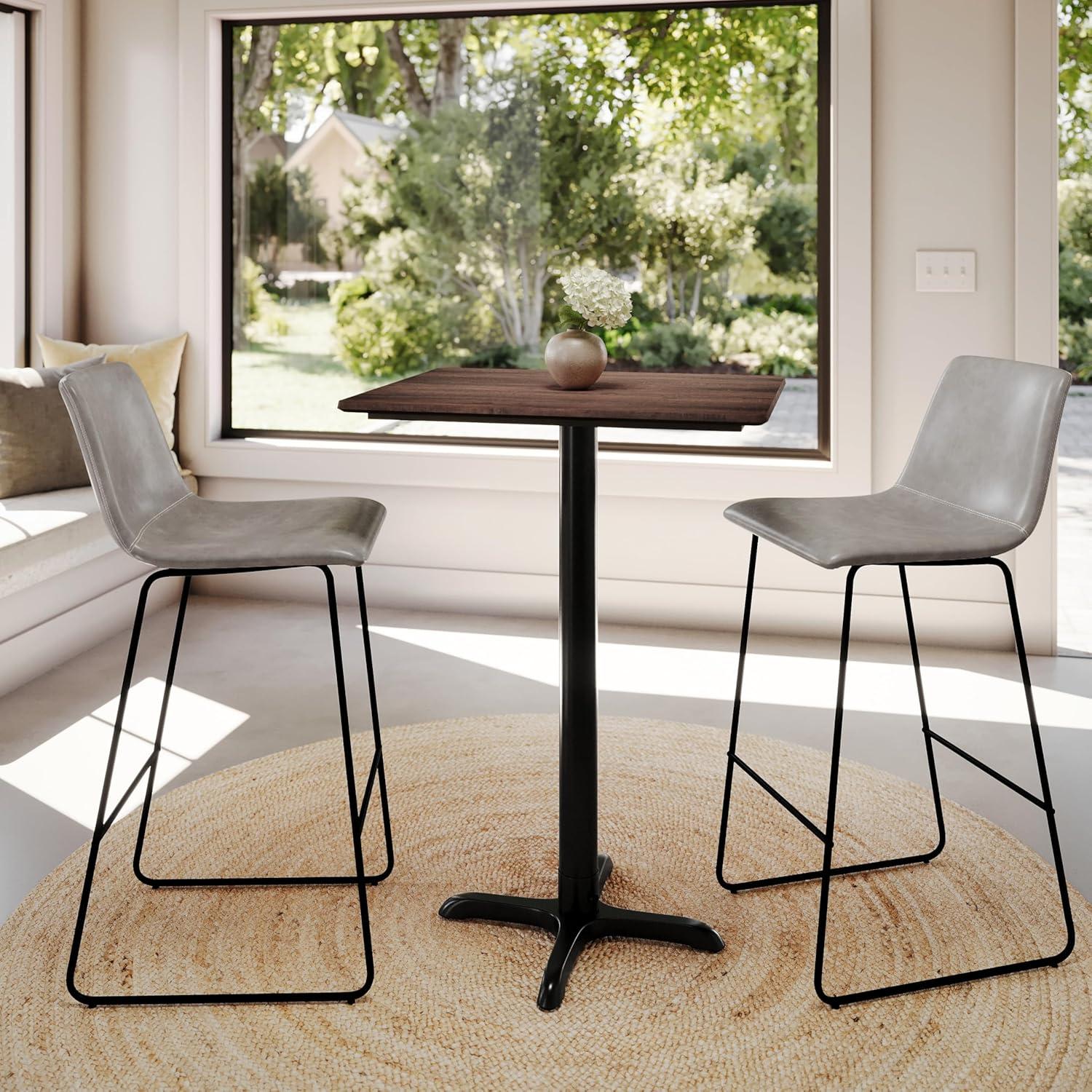image:imageFlash Furniture Acadia 30 x 24 Indoor Dark Brown Tabletop with 22 x 22 Black Bar Height X Base Seamless TopGuard HPL Top and EdgeDark BrownBlack Base